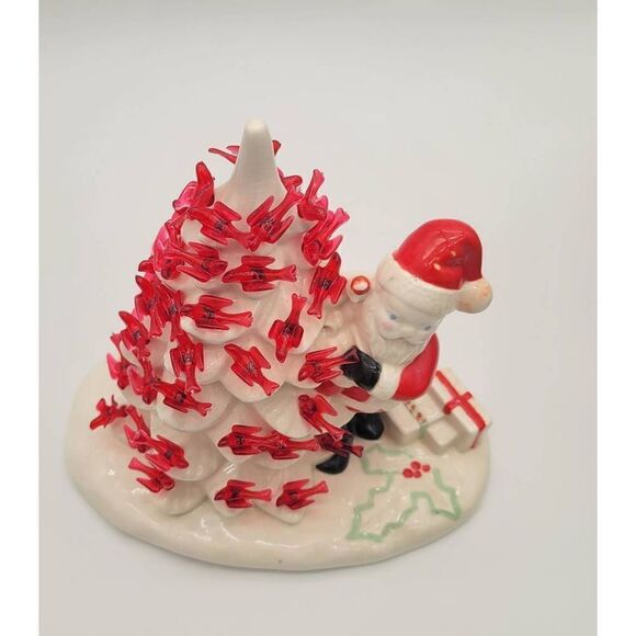 Vintage Cardinal Christmas Tree with Santa - Picture 3 of 6